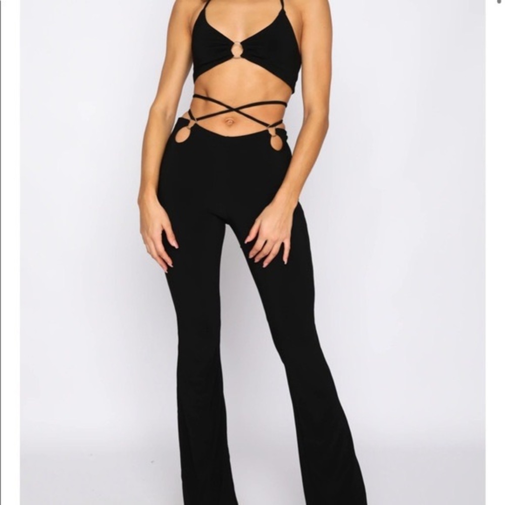 White Fox Black Set (Includes Top and Bottom) Emotion Pants and Stand Alone Crop